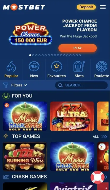 Casino lobby signed in, with a personalised For You row above Top Games.