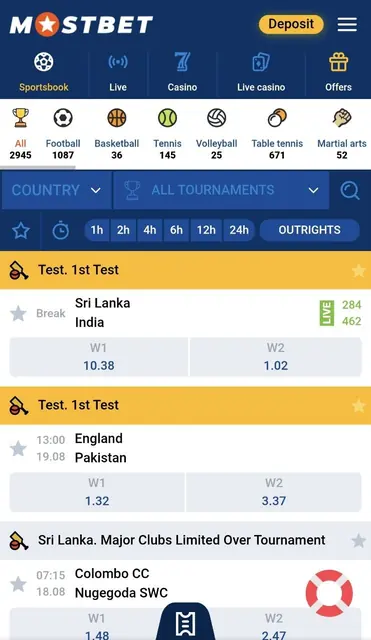 Sportsbook rail showing live event counts per sport across football, basketball, tennis and table tennis.